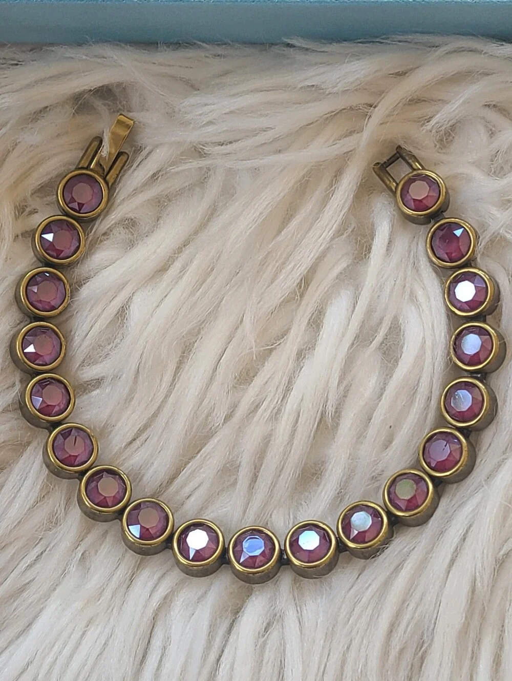 Touchstone By Swarovski Crystal Cyclamen Oxidized Brass Ice Bracelet- Good